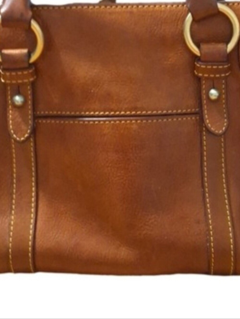 Vintage Authentic Dooney & Bourke Cognac Leather Satchel with Tassels - Picture 3 of 11